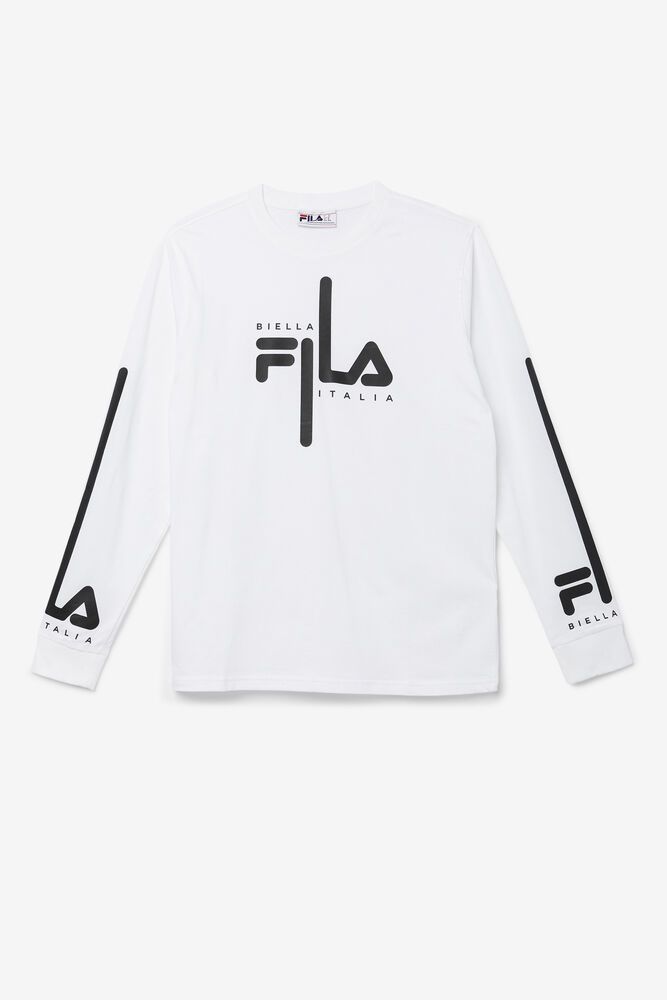 Fila T-Shirt Mens White - Martino Long Sleeve - Philippines 6091328-UT